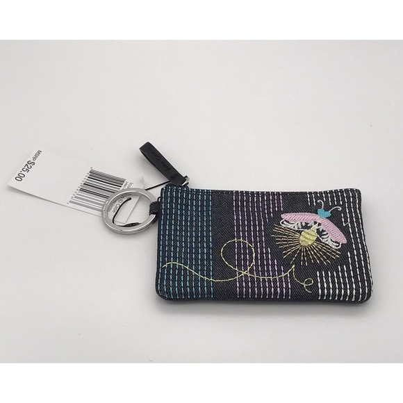 Vera Bradley Iconic Zip ID Case, Denim Navy, Moonlight Garden, Firefly, NWT - Picture 2 of 5